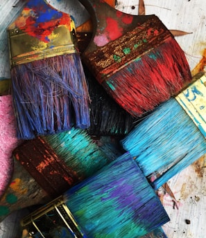 assorted-color paintbrushes