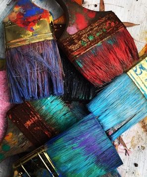 assorted-color paintbrushes