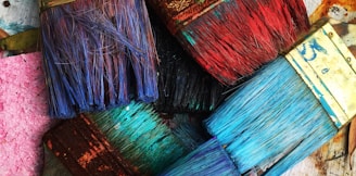 assorted-color paintbrushes