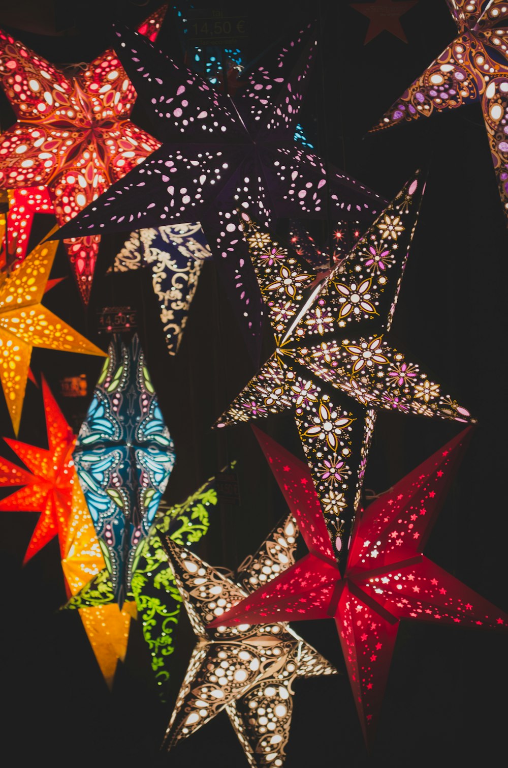 Colorful star shaped lights.