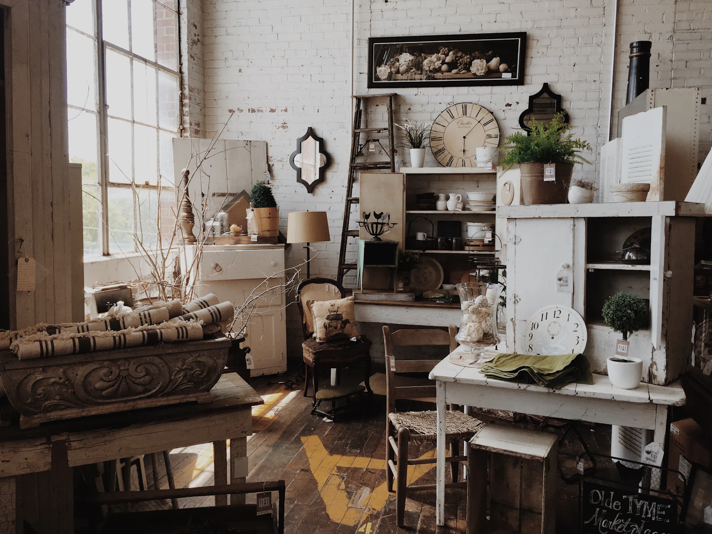 Secondhand furniture at a thrift store