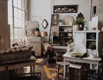 white wooden cabinet near table inside room