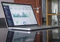 Business analytics dashboard on a laptop screen
