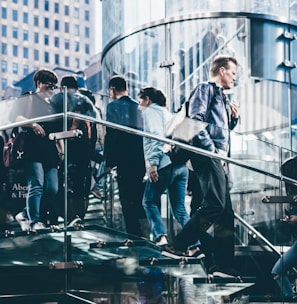 man walking down the stairs