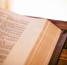 book page on top of brown surface