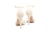 Two elegant, high-heeled shoes seen from the back, featuring an intricate design with sparkling embellishments. The shoes are a light beige or nude color and have ankle straps with small buckles.