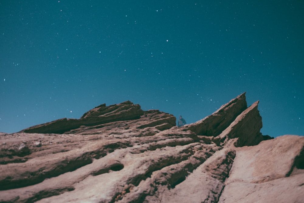 photo of mountain during nighttime