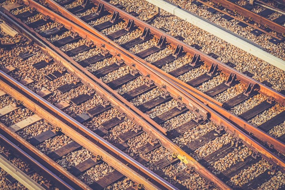 bird's eye view of train rails