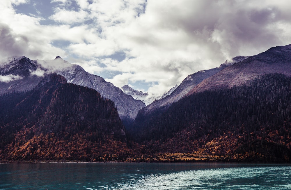 landscape photography of lake and mountains
