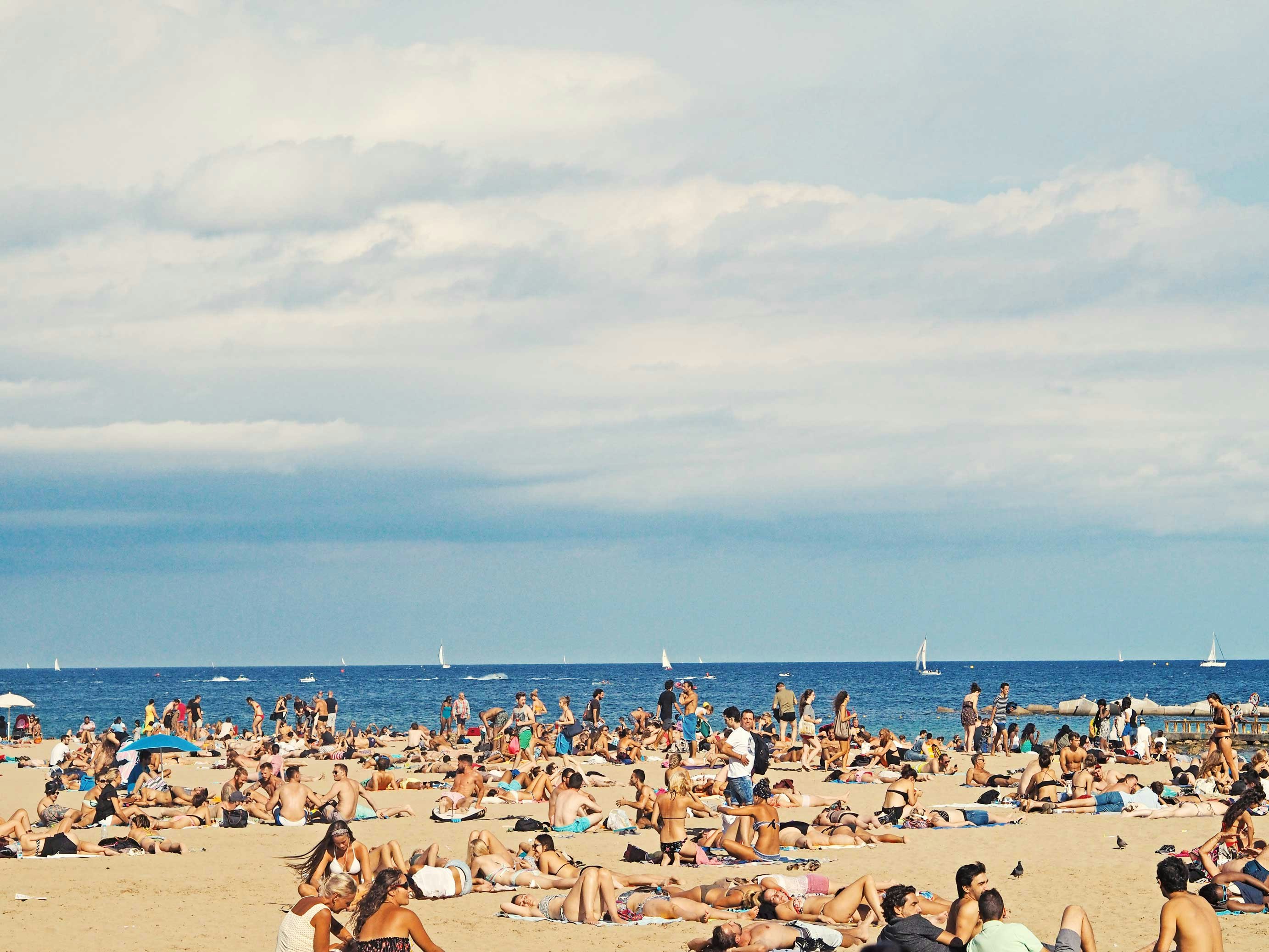 Crowded Barcelona beach