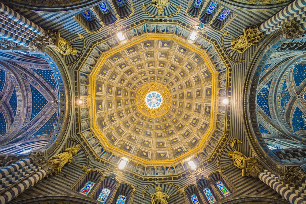 gold and brown building ceiling