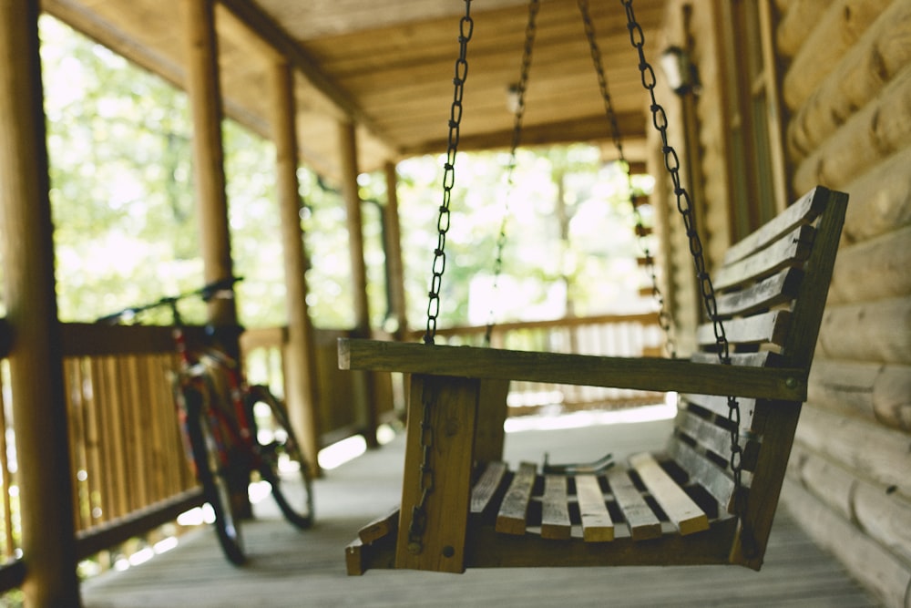 brown wooden swing