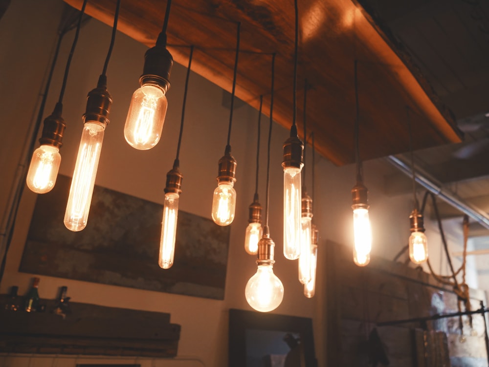 Photo Of Edison Light Bulbs Hang On Ceiling Photo Free Light