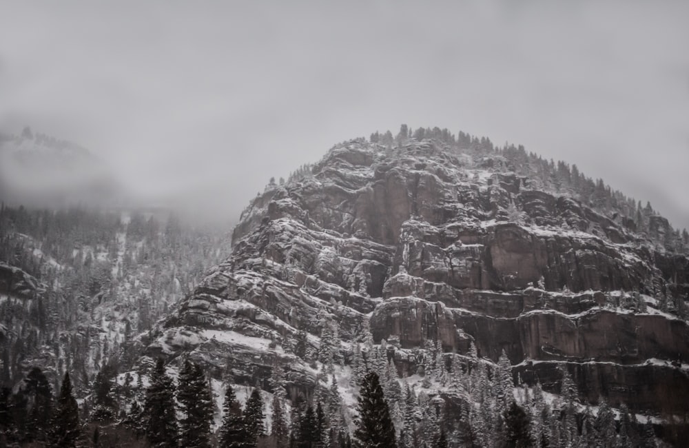 snow covered rocky mountain