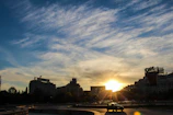 High-resolution photo of an urban landscape at sunset showcasing warm natural light.