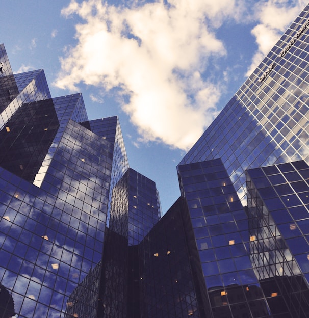 low angle photo of curtain wall building