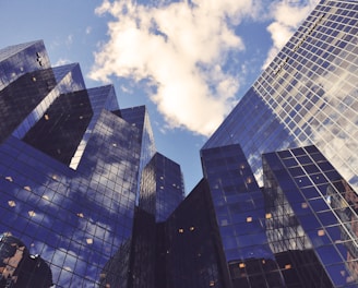 low angle photo of curtain wall building