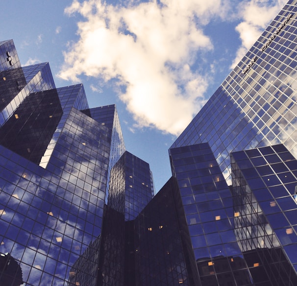 low angle photo of curtain wall building