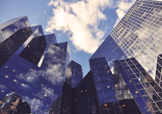 low angle photo of curtain wall building