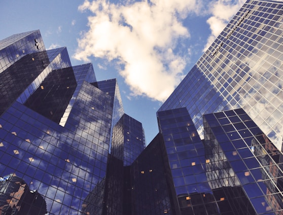 low angle photo of curtain wall building