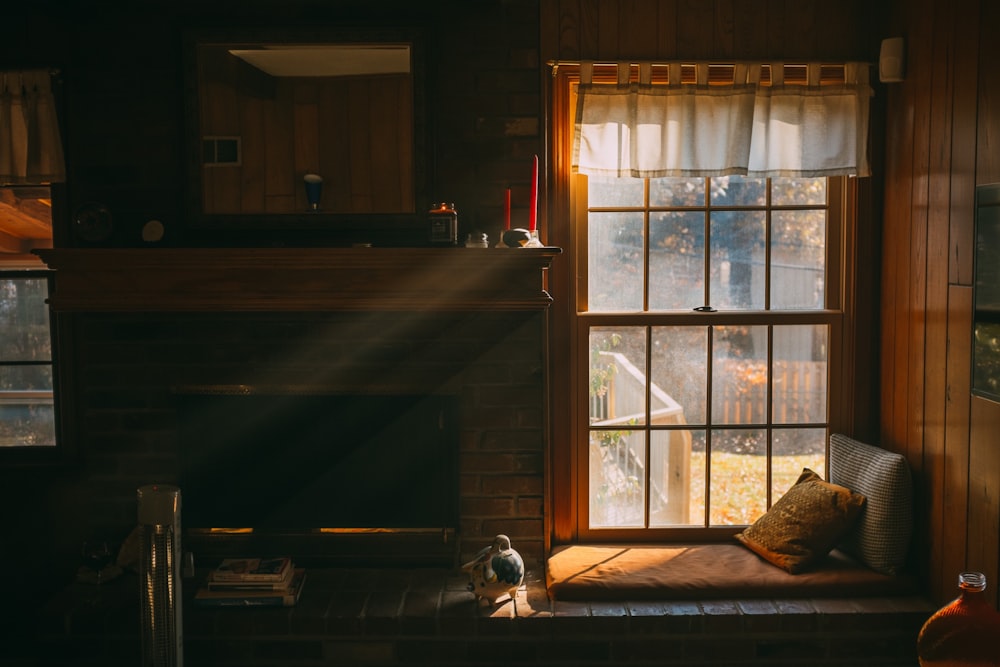 white wooden framed glass window