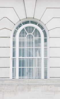 clean glass window with white steel frame