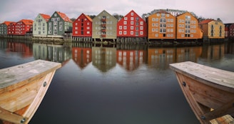 photography assorted-color village beside body of water