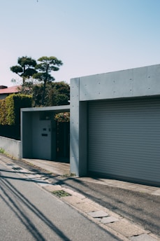 Freshly poured concrete driveway in a suburban East County neighborhood with modern landscaping.