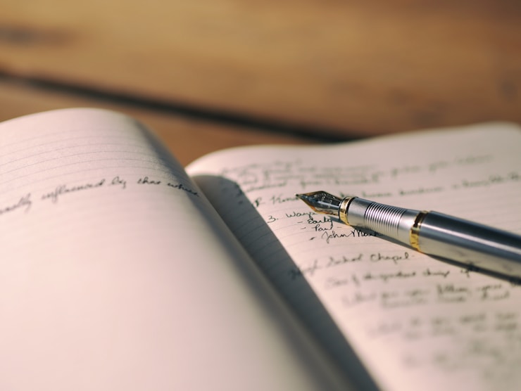 Fountain pen on a journal