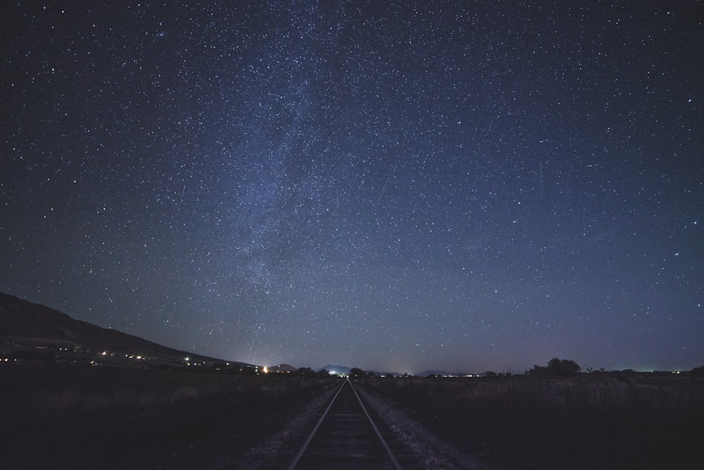 train rail during night time