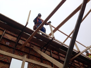 A safety harness being used at a construction site.