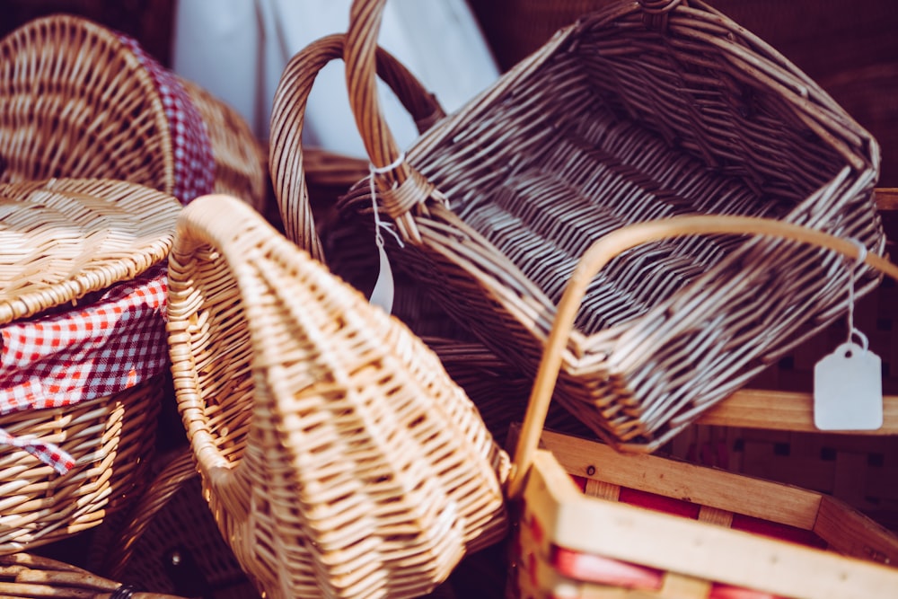 brown wicker basket lot