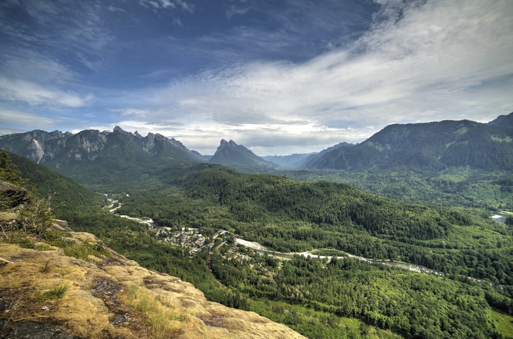 mountains and green leafed trees