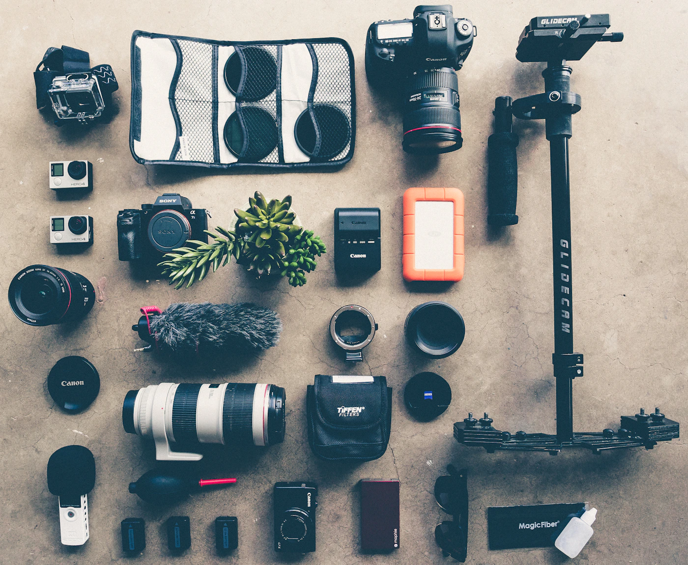 Professional DSLR camera kit showing the photography equipment that a competent wedding photographer brings to a wedding day