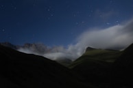 A serene landscape under a starry night.