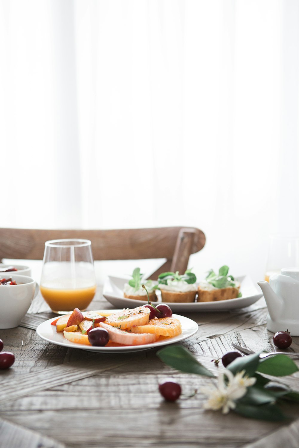 dishes on white ceramic plates