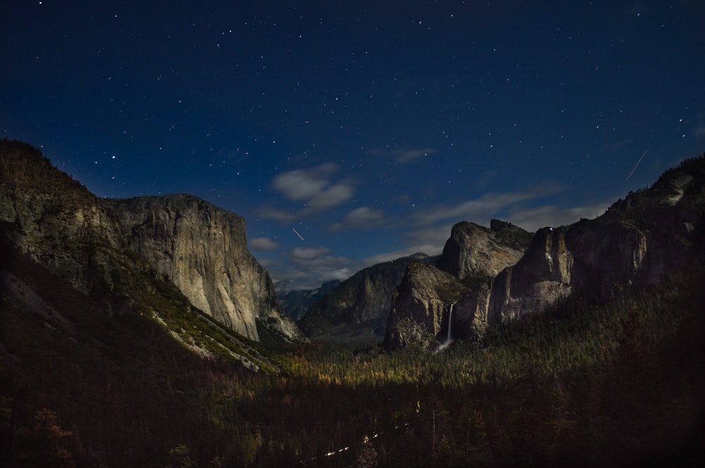 landscape photography of mountain and forest