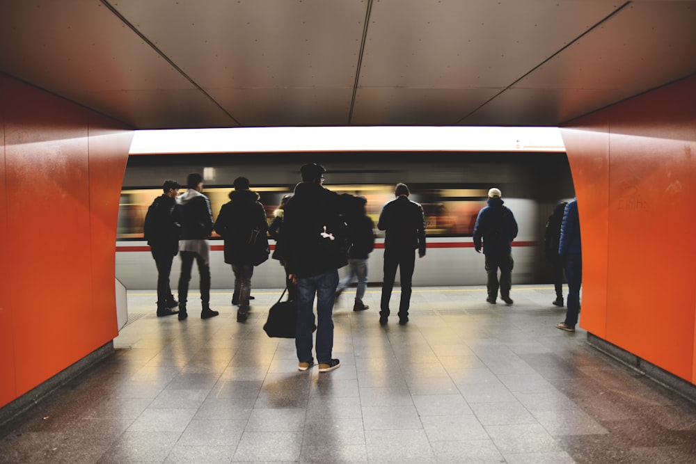 people in train station