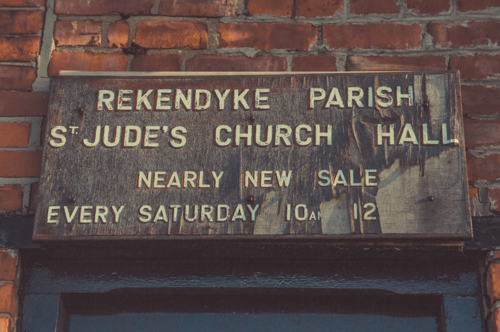 Rekendyke Parish signage mounted on wall