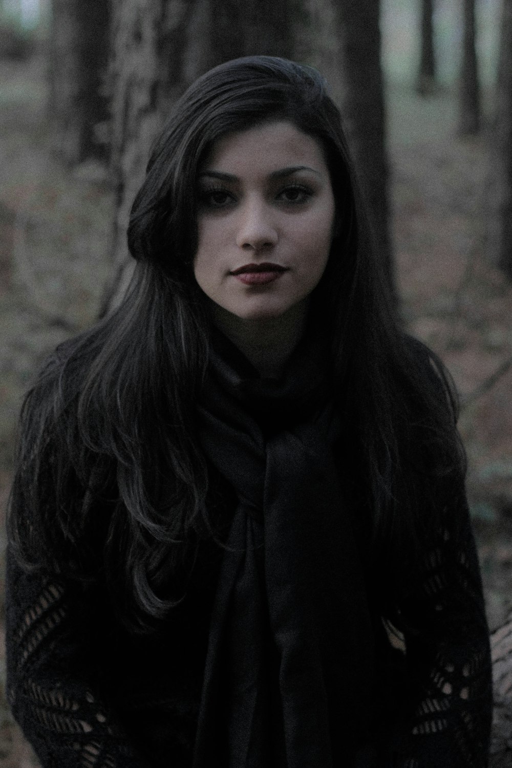 woman wearing black leather jacket