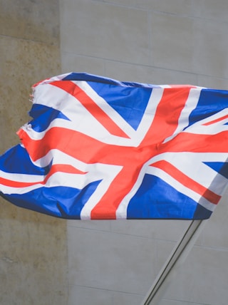 raised United Kingdom flag