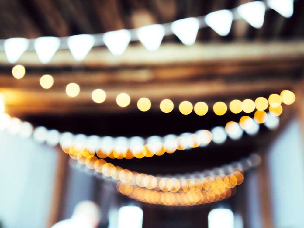 Vista macro de las luces en una fiesta en Gettysburg