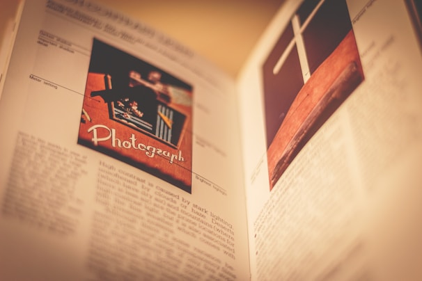 An open book featuring elegant layouts and richly detailed photography across two pages.