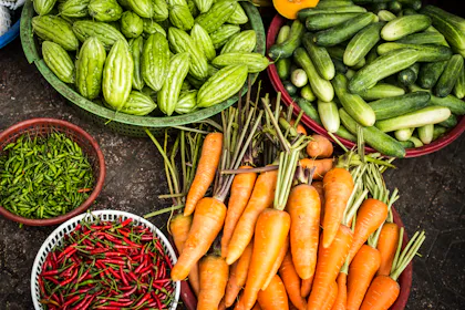 Bundle of freshly harvested vegetables