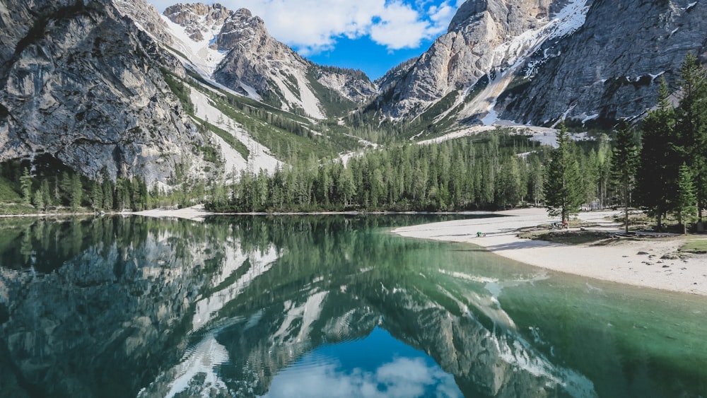 landscape photography of lake and mountain