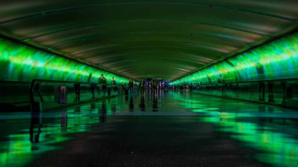 people walking in subway