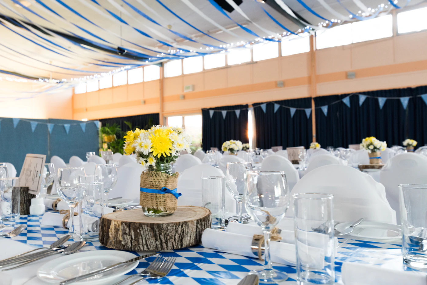 Luxury wedding reception with professional entertainment and lighting
