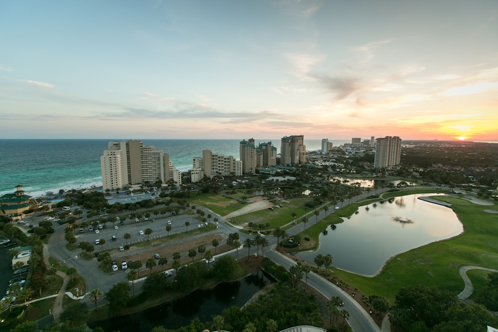 high-angle view of city