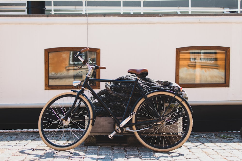 black bicycle under sunny sky