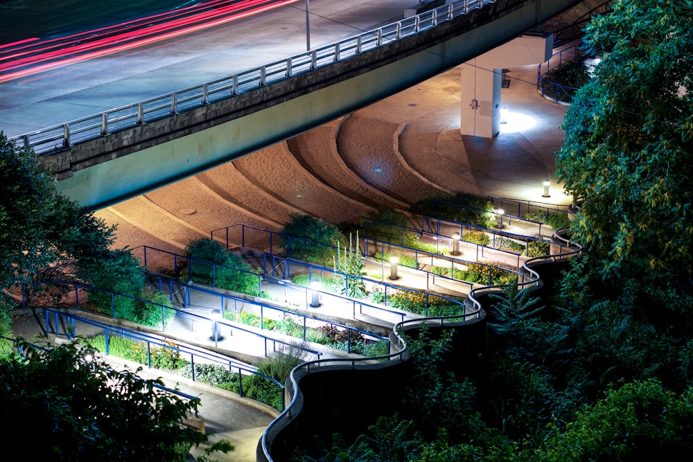 high angle photo of road